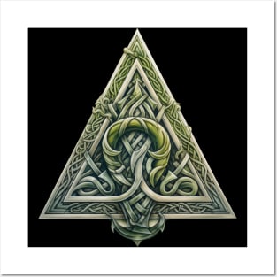 Norse Mythology Symbol Triangle Floral Wooden Posters and Art